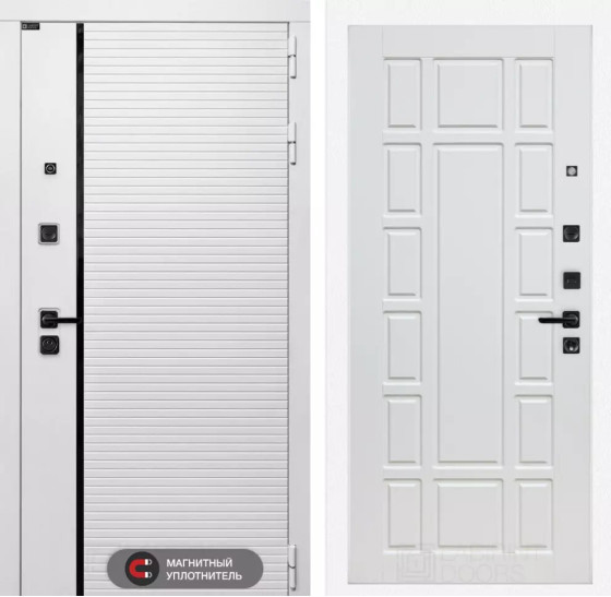 Входная дверь ROYAL 12 - Белое дерево | Современная MDF панель 10 мм с наличником, цвет 