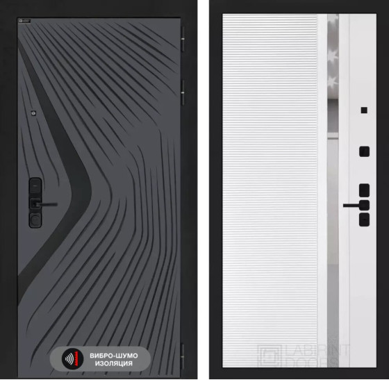 Входная дверь LEOLAB 31 - Белый софт, зеркальная вставка с тонировкой | Фрезерованная МДФ панель 10 мм, цвет 