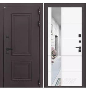 Входная дверь Полярис лайт с Зеркалом 19 - Белый софт