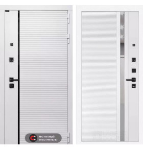 Входная дверь ROYAL 31 - Белый софт, зеркальная вставка с тонировкой