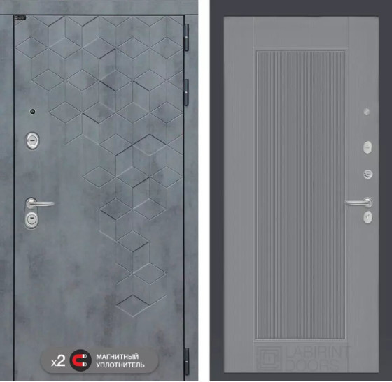 Входная дверь Бетон 30 - Серый рельеф софт | Современная декоративная MDF панель 10 мм с наличником, цвет 