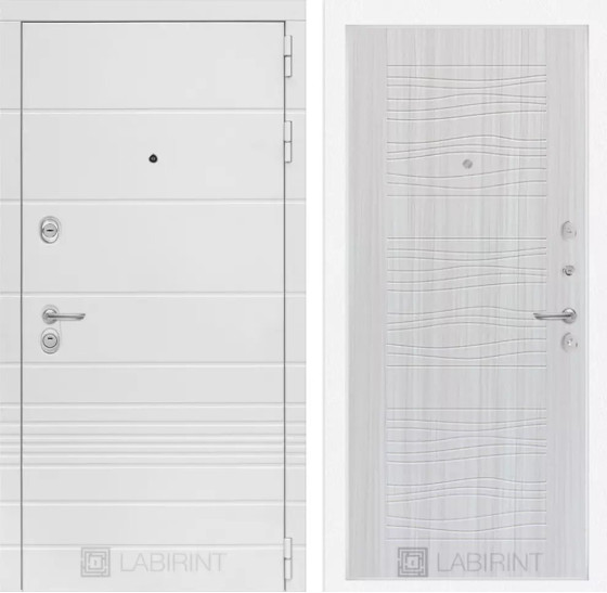 Входная дверь Трендо 06 - Сандал белый | Декоративная MDF панель 10 мм с фрезерованным наличником, цвет 