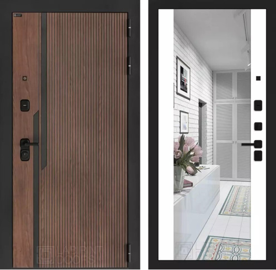 Входная дверь KARMINA с Зеркалом Максимум - Белый софт | Фрезерованная МДФ панель 10 мм, цвет 