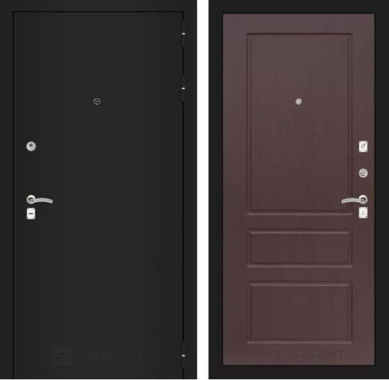 Входная дверь CLASSIC шагрень черная 03 - Орех премиум | Металл с практичным покрытием 