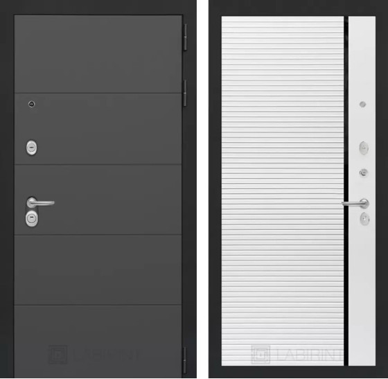 Входная дверь ART 22 - Белый софт, черная вставка | Современная декоративная MDF панель 10 мм, цвет 