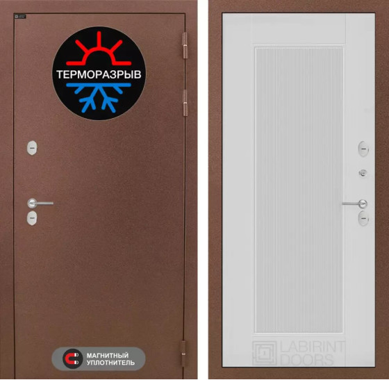 Входная дверь Термо Магнит 30 - Белый рельеф софт | Металл с 2-х слойным покрытием. 1 слой - цинкосодержащий грунт, 2 слой - покраска 