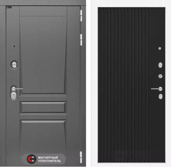 Входная дверь Платинум 29 - Черный кварц | Декоративная MDF панель 16 мм с наличником, цвет 