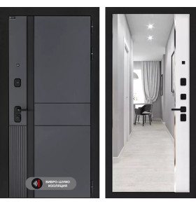 Входная дверь EVOLAB с зеркалом Панорама - Белый софт