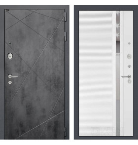 Входная дверь LOFT 31 - Белый софт, зеркальная вставка с тонировкой