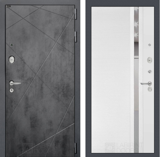 Входная дверь LOFT 31 - Белый софт, зеркальная вставка с тонировкой | Фрезерованная декоративная MDF панель 10 мм, цвет 