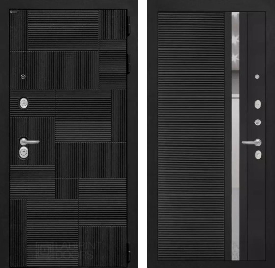 Входная дверь PAZL 31 - Черный кварц, зеркальная вставка с тонировкой | Современная MDF панель 10 мм, цвет 