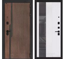 Входная дверь KARMINA с Зеркалом 32 тонированным - Белый рельеф софт