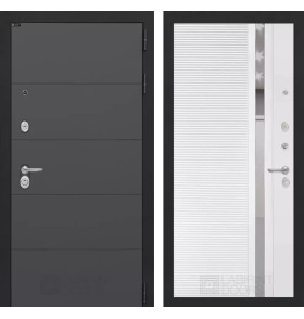 Входная дверь ART 31 - Белый софт, зеркальная вставка с тонировкой