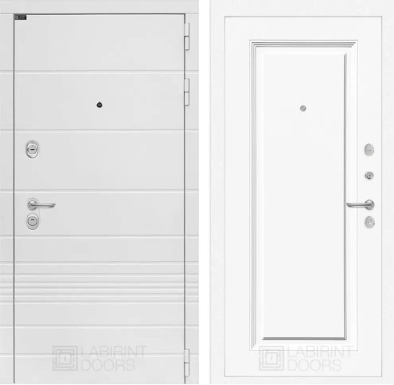 Входная дверь Трендо 27- Эмаль RAL 9003 | Декоративная MDF панель 10 мм с фрезерованным наличником, цвет 