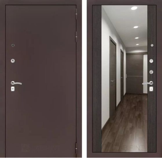 Входная дверь CLASSIC антик медный с Зеркалом Максимум - Венге | Металл с практичным покрытием 