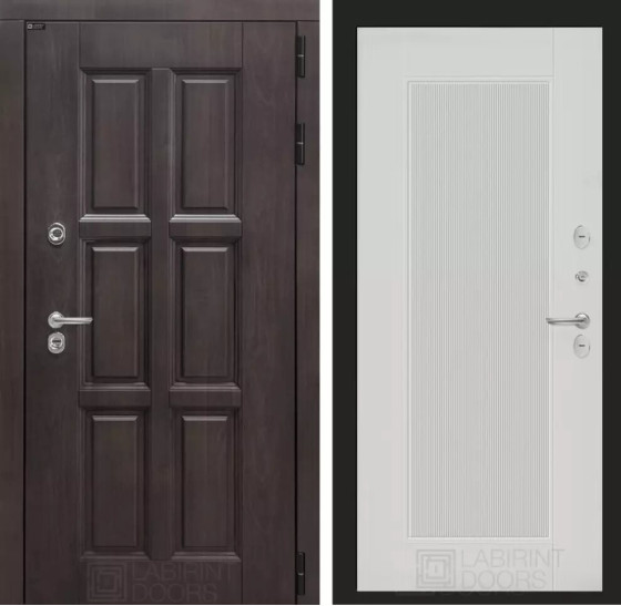 Входная дверь Лондон 30 - Белый рельеф софт | Влагостойкая MDF панель 16 мм с наличниками, цвет Винорит 