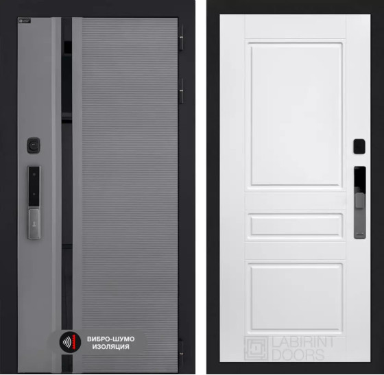 Входная дверь Пиано Смарт 2.0 панель 03 - Белый софт | Фрезерованная МДФ панель 10 мм, цвет 