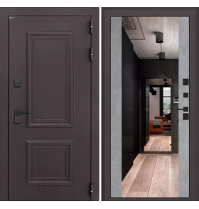 Входная дверь Полярис лайт с Зеркалом Максимум - Бетон светлый