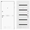 Входная дверь Лайн WHITE 01 - Белое дерево, стекло черное | Металл с покрытием 