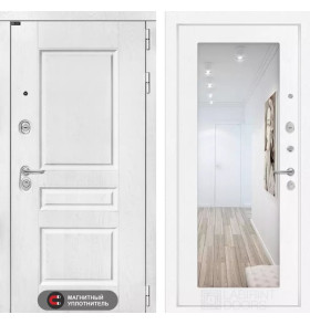 Входная дверь VERSAL с Зеркалом 18 - Белое дерево