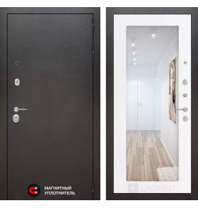 Входная дверь SILVER с Зеркалом 18 - Белое дерево