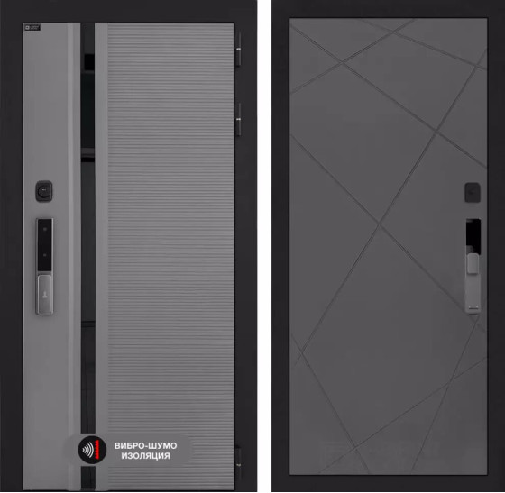 Входная дверь Пиано Смарт 2.0 панель 24 - Графит софт | Фрезерованная МДФ панель 10 мм, цвет 