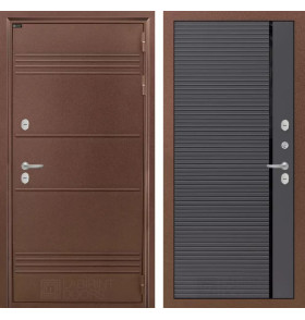 Входная дверь Термо Лайт 22 - Графит софт, черный молдинг