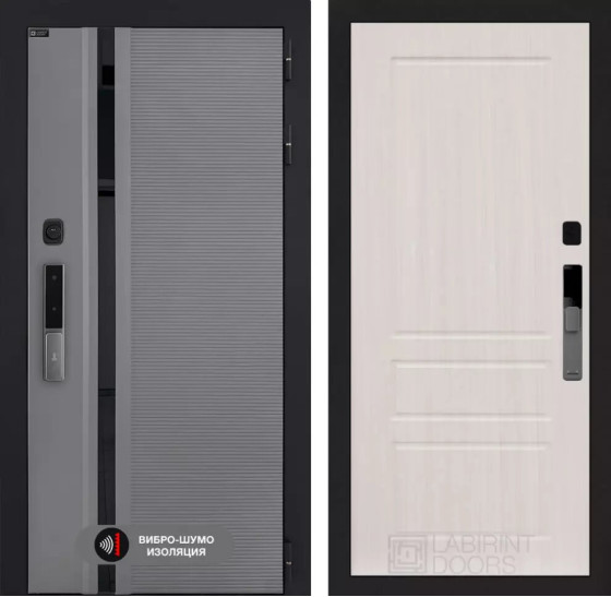 Входная дверь Пиано Смарт 2.0 панель 03 - Сандал белый | Фрезерованная МДФ панель 10 мм, цвет 