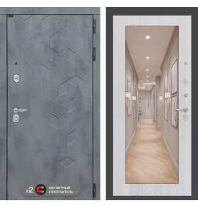 Входная дверь Бетон с зеркалом 18 - Сандал белый