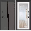 Входная дверь CARBON с Зеркалом 18 - Белое дерево | Декоративная MDF панель 10 мм с черным стеклом фацет, цвет 