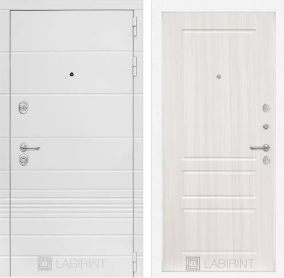 Входная дверь Трендо 03 - Сандал белый | Декоративная MDF панель 10 мм с фрезерованным наличником, цвет 