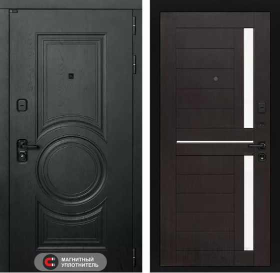 Входная дверь GRAND 02 - Венге, стекло белое | Стильная декоративная MDF панель 16 мм с наличником, цвет 