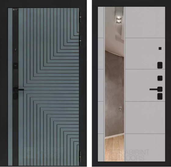 Входная дверь CREDOR с Зеркалом 19 - Грей софт | Фрезерованная МДФ панель 10 мм, цвет 