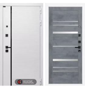 Входная дверь ROYAL 20 - Бетон темный, зеркальные вставки