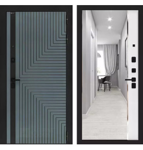 Входная дверь CREDOR с зеркалом Панорама - Белый софт