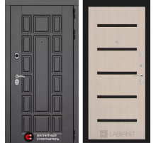 Входная дверь Нью-Йорк 01 - Беленый дуб, стекло черное