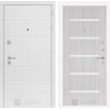 Входная дверь Трендо 01 - Сандал белый, стекло белое | Декоративная MDF панель 10 мм с фрезерованным наличником, цвет 