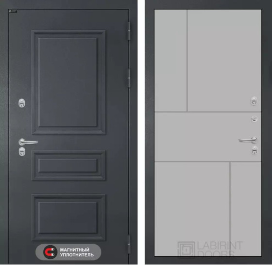 Входная дверь Атлантик 21 - Грей софт | Металлическая отделка 3D филенка