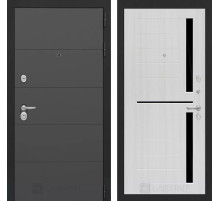 Входная дверь ART 02 - Сандал белый, стекло черное