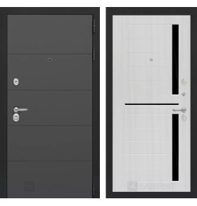 Входная дверь ART 02 - Сандал белый, стекло черное