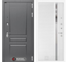 Входная дверь Платинум 31 - Белый софт, зеркальная вставка с тонировкой