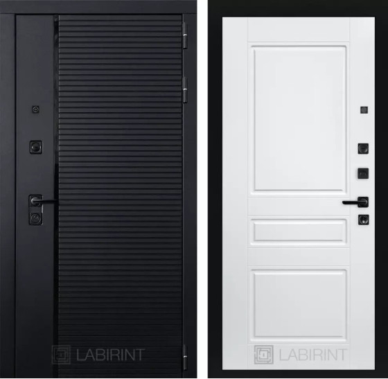 Входная дверь PIANO 03 - Белый софт | Декоративная MDF панель 10 мм с наличниками, цвет 