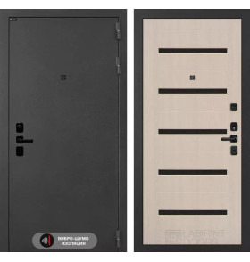 Входная дверь ACUSTICLAB 01 - Беленый дуб, стекло черное