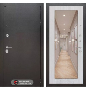 Входная дверь SILVER с Зеркалом 18 - Сандал белый