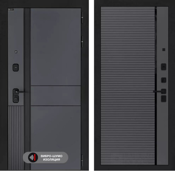 Входная дверь EVOLAB 22 - Графит софт, черная вставка | Фрезерованная МДФ панель 10 мм, цвет 