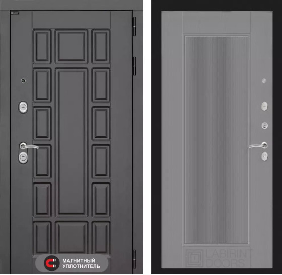 Входная дверь Нью-Йорк 30 - Серый рельеф софт | Декоративная MDF панель 16 мм с наличником, цвет 