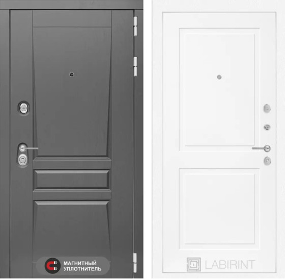 Входная дверь Платинум 11 - Белый софт | Декоративная MDF панель 16 мм с наличником, цвет 