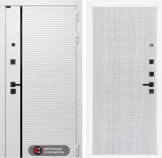 Входная дверь ROYAL 06 - Сандал белый | Современная MDF панель 10 мм с наличником, цвет 