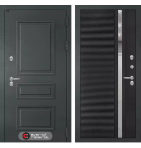 Входная дверь Атлантик 31 - Черный кварц, зеркальная вставка с тонировкой