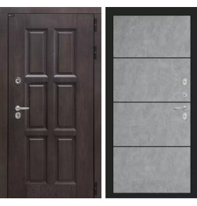 Входная дверь Лондон 25 - Бетон светлый, черный молдинг